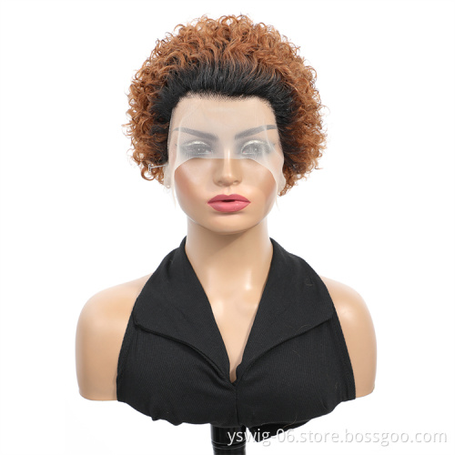 Wholesale 1B/30 Jerry Curl pixie cut Human Hair Wigs Short Cut Wig 100% Brazilian Curly Human Hair Wig For Black Women